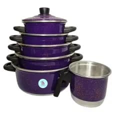 Jogo de Panelas 5 Peças Roxo + Fervedor N 12(jogo de panela, conjunto de panelas, Kit de panelas, jogo panela)