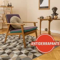 Tapete Antiderrapante para Sala/Quarto – Jacquard Moderno 1,35x1,00 Geométrico