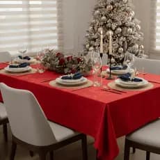 Toalha de Mesa Jacquard 4, 6, 8 e 10 Lugares Luxo Jantar Natal Ano Novo Réveillon
