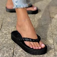 Chinelo Nuvem Trançado 4 Tiras Macio Confortável Nuvem Ortopédico Flip flop Plataforma 320