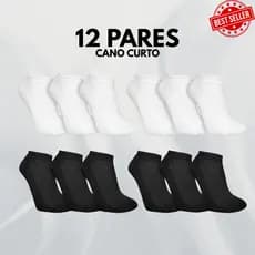 Kit 12 Pares Meias Cano Curto Soquete | Respirável | Algodão Conforto | Masculinas e Femininas
