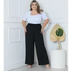 Calça Pantalona Plus Size com Forro e Bolsos – Duna GG a G3
