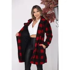 Casaco Sobretudo Teddy Estampado Forrado – Conforto Fashion Plus Size