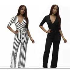 kit Macacão feminino longo decote V não é conjunto blusa e calça não é vestido o tecido não é jeans e sim Suplex