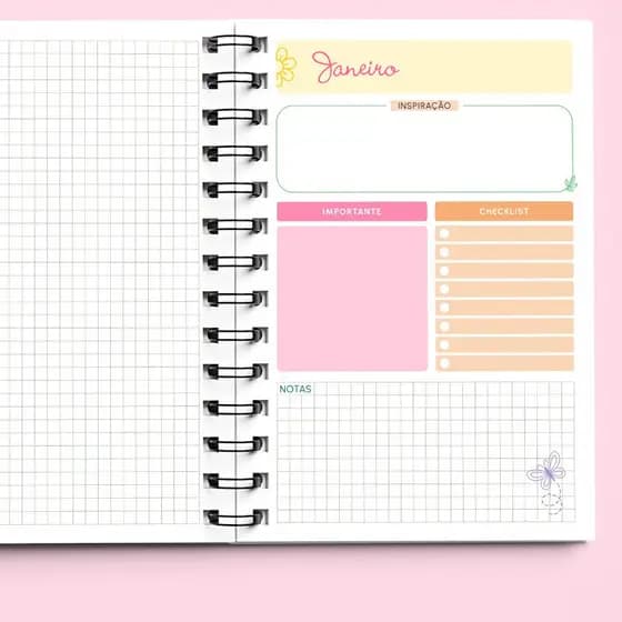 Agenda Sem Data Personalizada | Planner Capa Dura Holográfica com Elástico | Estilo e Organização - Organizador Diário