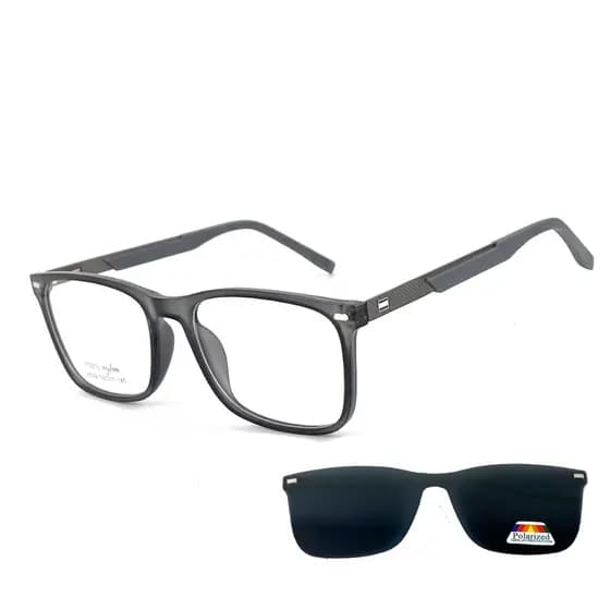 Óculos Armação Masculino Haste Com Molas + Clip On 2 Em 1