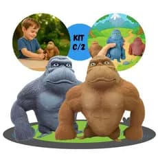 Kit 2 Gorila Indestrutível Boneco Macaco Kong Estica Esmaga