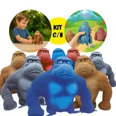 Kit 8 Gorila Indestrutível Boneco Macaco Kong Estica Esmaga