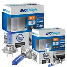 Kit Lampada Farol Alto Baixo H1 H7 Shocklight 8.500 K Selo Inmetro Foco Duplo
