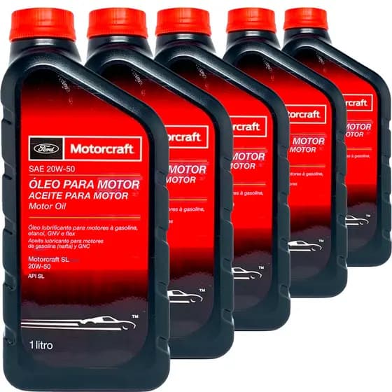 Kit 5 Litros De Óleo Do Motor Lubrificante Ford Motorcraft SAE 20W50 API SL Mineral Fiesta Ka Escort