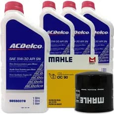 Kit Troca De Óleo 4 Litros Lubrificante ACDelco 5W30 E Filtro Mahle Corsa Prisma Agile Onix Celta