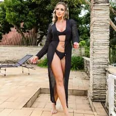 Saida de praia Manga Longa Feminina Tricot Verao Elegante