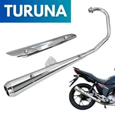 Escapamento Estralador Turuna Titan Fan Start 160 2016 á 2024 Cromado Com Protetor