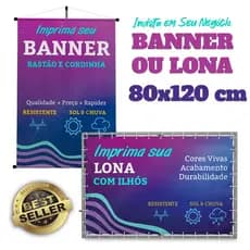 Banner Personalizado 80 x 120 cm Lona, Faixa ou Adesivo - Banner Personalizado com Foto