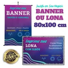 Banner 80 x 100 cm Banner Personalizado, Letreiro, Banner com Foto, Loja e Evento - ENVIE SUA ARTE