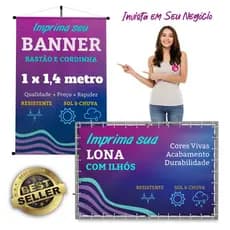 Banner 1 X 1,40 metros Lona ou Adesivo - Banner Personalizado com Foto, Banner para loja ou evento