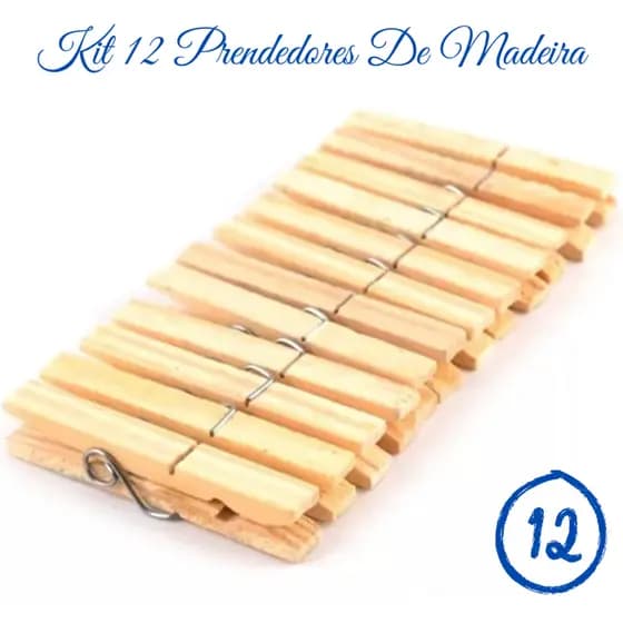 Kit Eco-Rústico de 12 Prendedores Pregadores: Madeira, Metal, Organização Sustentável, Estilo Campestre, Durabilidade, Versatilidade, Charme Natural para Lavanderia, Decoração de Casa, DIY