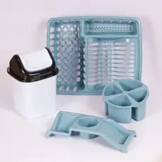 Kit Pia de Cozinha Lixeira + Escorredor de Pratos + Porta Detergente