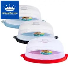 Kit Boleira + Queijeira Porta Bolo Pudim Com Tampa Em Plastico Forma Para Bolo
