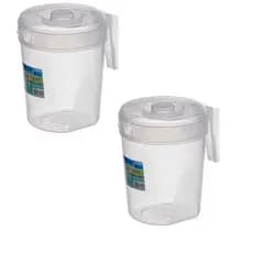 Kit 2 Jarras 4L de Plástico Transparente Graduada Com Tampa Alça Suco Água
