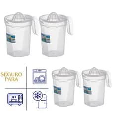 Kit Jarras Plástica 1,8 Litros Com Espremedor Suco Laranja