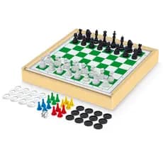 Jogo De Tabuleiro 4 Em 1 Xadrez + Ludo + Dama + Trilha