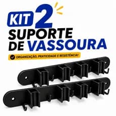 Suporte Para Vassoura Rodo E Pá Organizador De Parede Com Ganchos Acompanha Bucha E Parafusos