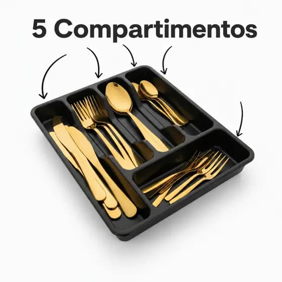 Organizador De Talheres Para Gaveta Cozinha Com 5 Divisórias Porta Talheres Resistente