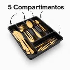 Organizador De Talheres Para Gaveta Cozinha Com 5 Divisórias Porta Talheres Resistente