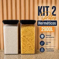 Kit Potes Herméticos 2900L Organizador De Cozinha Para Arroz Feijão Macarrão E Mantimentos Livre BPA