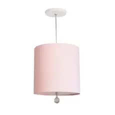 Luminária Pendente Com Cristal Cúpula Rosa 25x25 1E27