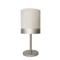 Abajur Quarto Alumínio Cor Prata Cúpula Branco 20x43