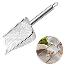 pá de inox metal prática para recolher peneira para uso pet gato pratico e resistente