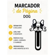Marcador de Página Cachorrinho Personalizado 12cm x 6cm | Leve, Resistente e Fofo para Livros e Cadernos