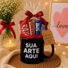 Caneca Personalizada Preta full arte presente namorado mãe cerâmica