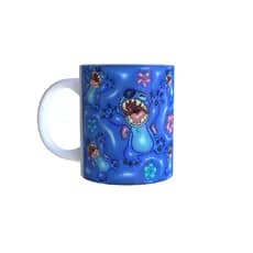 Caneca Stich Azul Infantil Engraçada Cerâmica Desenho Chá