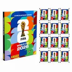 Álbum da copa com 12 pacotes de figurinhas colecionavel 2026 capa dura brasil