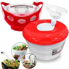 Kit Saladeira Gourmet Com Pegador Acrílico E Centrifuga Seca Salada