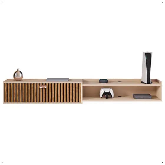 Rack Bancada Suspensa 1.8 Estante Home Supremo King Tv 70 Pol. 1 Porta Nicho Organizador Sala Quarto
