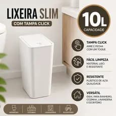 Lixeira Cesto de Lixo 10 Litros Tampa Click Banheiro Cozinha