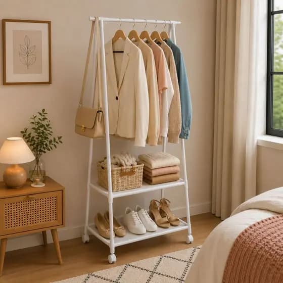 Arara de Roupa Cabideiro Com Sapateira Closet Versatil Multiuso
