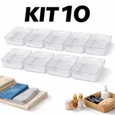 Kit 10 Caixa Cesta Perfeita Multiuso Banheiros Organizadora Penteadeira 7,5L
