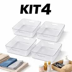 Kit 4 Caixa Organizadora Multiuso Perfeita Cozinha Quartos 7,5L