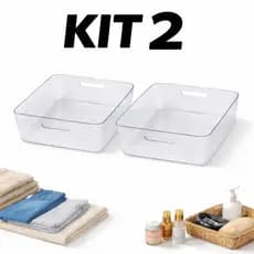 Kit 2 Cestas Caixas Pratica Organizadora Para Armários De cozinhas 7,5L