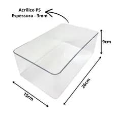 Kit 2 Caixa Acrílico Organizadora Cesta Multiuso Resistente Transparente 3,5L