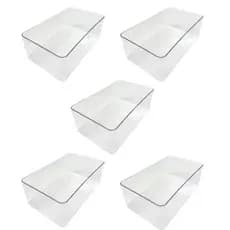 Kit 5 Caixa Cesta Organizadora Em Acrílico Multiuso Cristal 3,5L