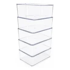 Kit 5 Caixa Organizadora Com Tampa Multiuso Acrílico Transparente 3,5L