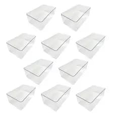 Kit 10 Caixas Organizadora Transparente Multiuso Acrílico Resistente 3,5L