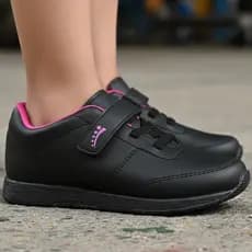 Tênis Infantil Ortopasso Jogging Menina Feminino Preto Escolar Confortavel Conforto Sola Reta