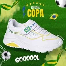Tênis Infantil Ortopasso Brasil Copa Futebol Colorido Menino Menina Escolar Confortável Macio Leve